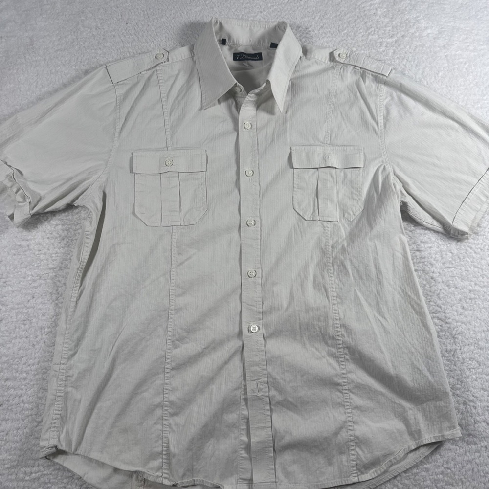 7 Diamonds Shirt Mens XXL‎ Beige Button Up Diamond Weave Outdoor Preppy